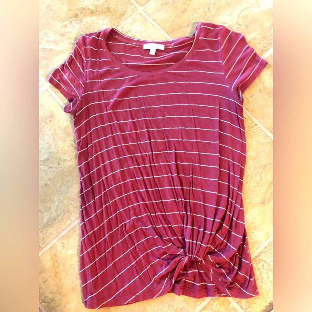 Shirt sleeve, size S, burgundy/white